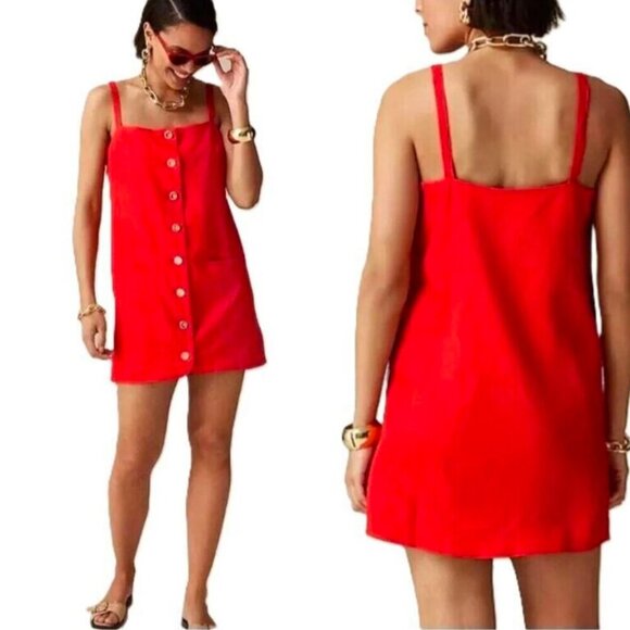 J. Crew Dresses & Skirts - J. Crew | Claudia Linen Mini Dress | Red |Size LT